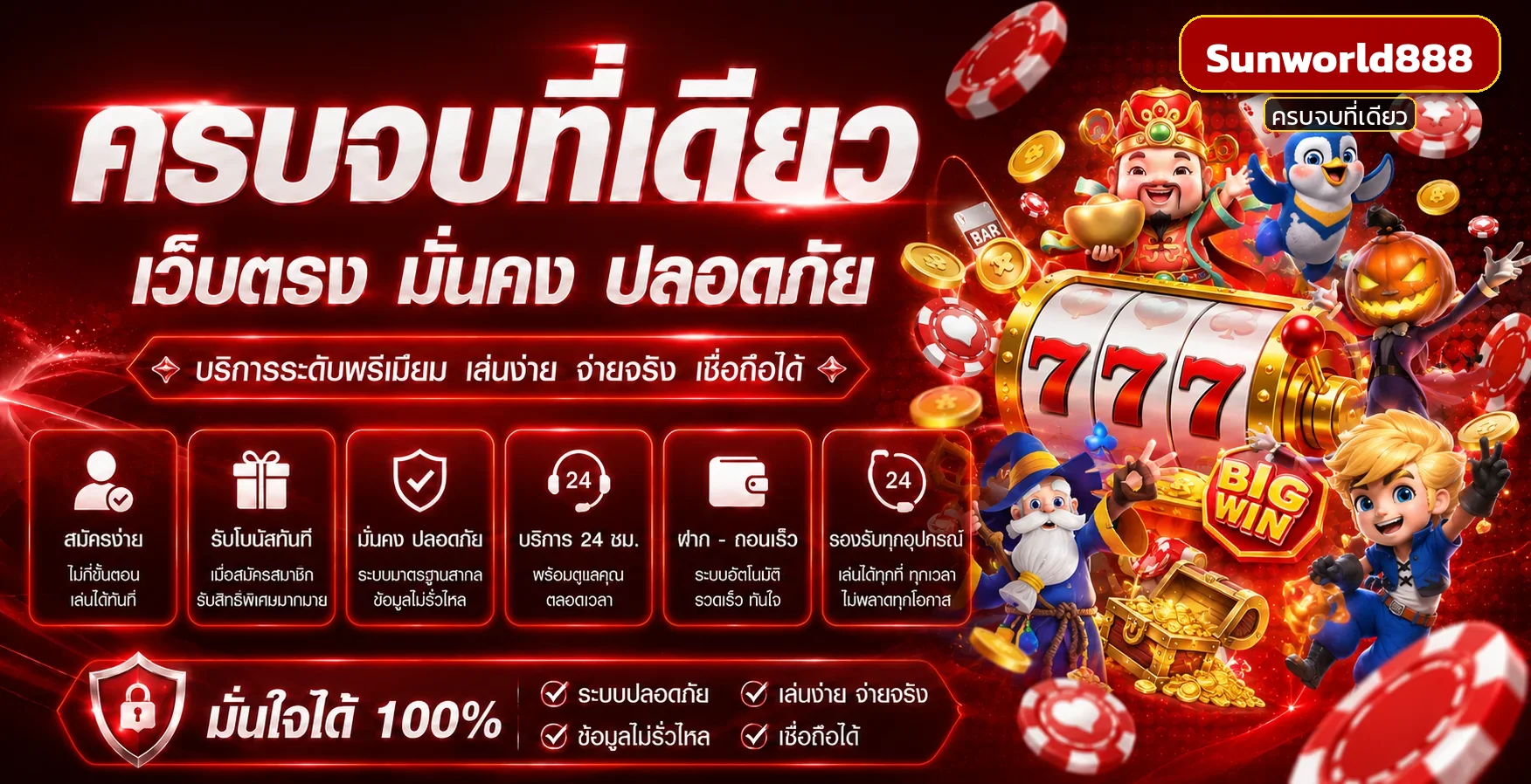 Sunworld888 ทางเข้าเล่นสล็อตคาสิโนออนไลน์ ครบจบที่เดียว